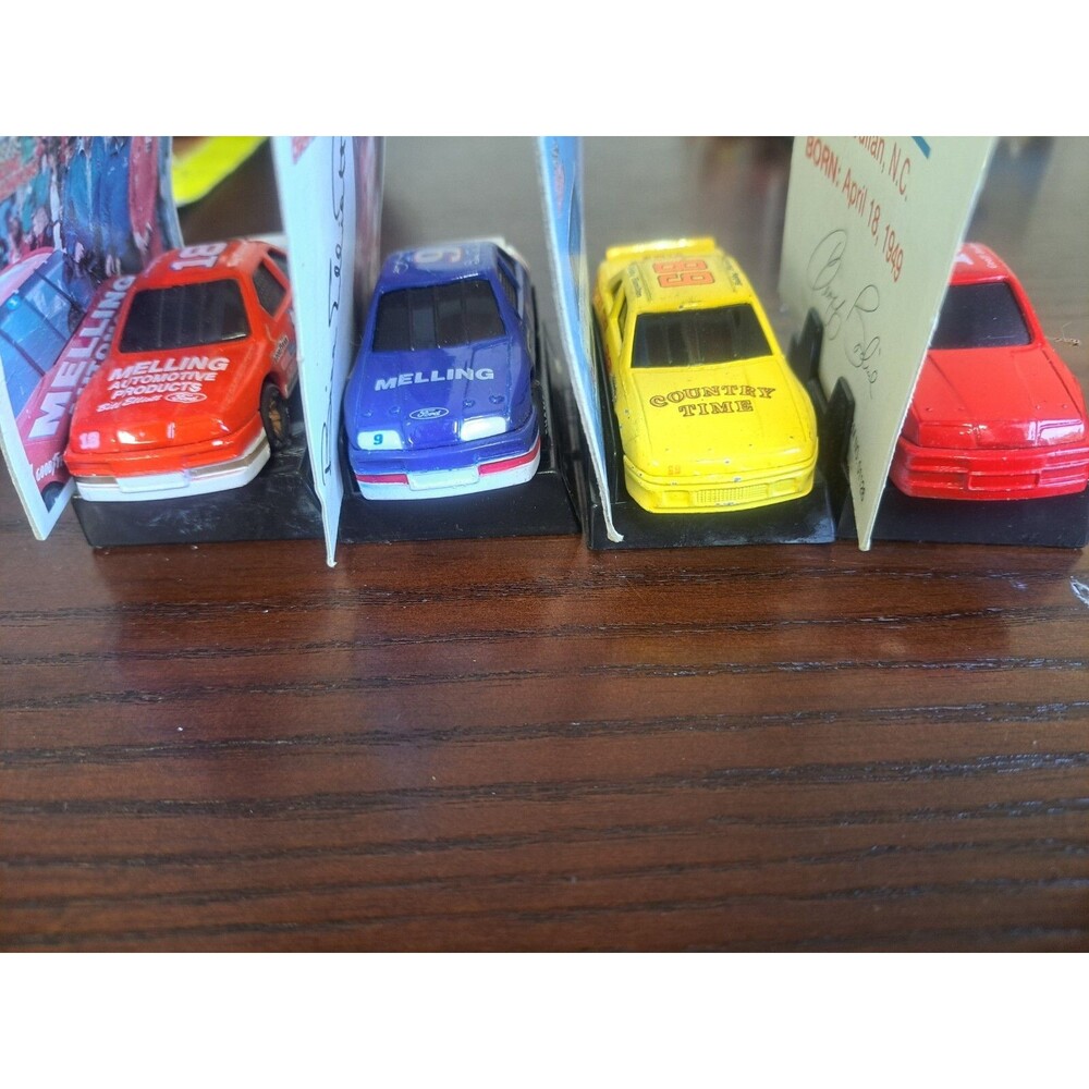 Lot Of 3 Racing Champions Diecast Cars With Stand And Collectors Cards
